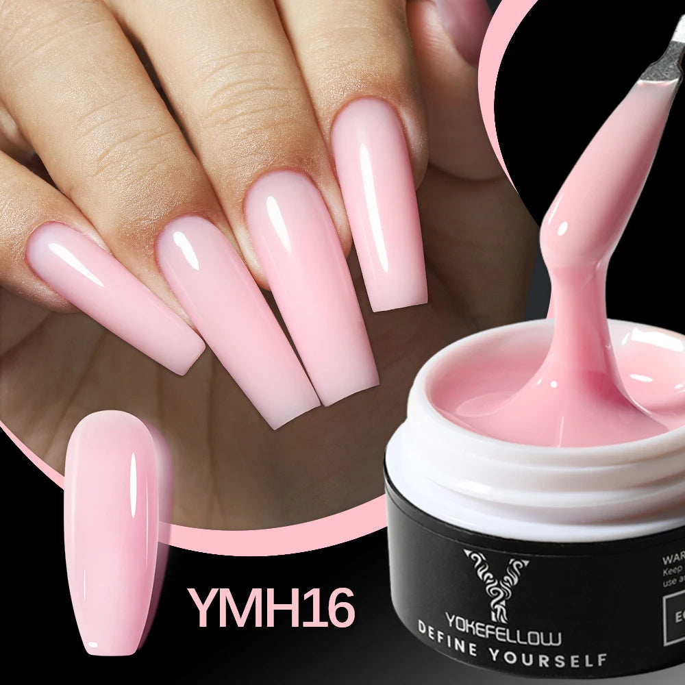YOKEFELLOW 15g Jelly Extension Gel Nail Polish Nude Pink Clear Building Construct Extend Gel Soak Off UV LED Acrylic Gel Varnish