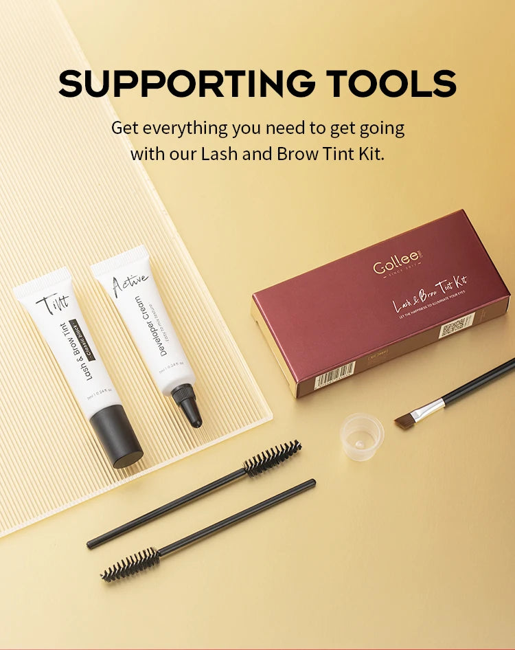Gollee Classic Black Natural Lash and brow Tinting Set Lasting Waterproof Eyelash Fast Tint Kit Enhancers Easy Dye Makeup Tools