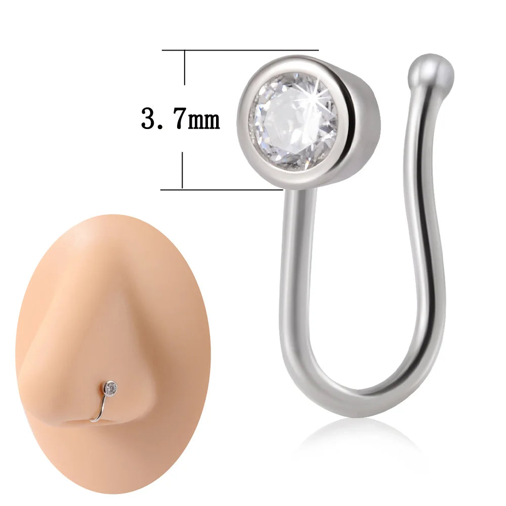 1PC 316L Surgical Steel Nose Ring Hoop C Shape Septum Rings Non Piercing Ear Clip Earring for Women Fake Piercing Jewelry