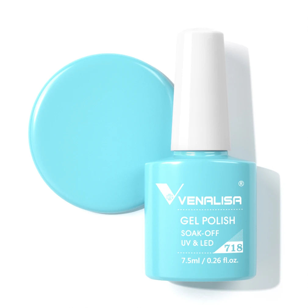 Venalisa Gel Nail Polish 7.5ml White Cap Glass Nail Gel Polish NoWipe Top Soak Off UV LED Nail Lacquer Glitter Color Gel