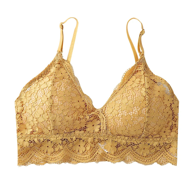 Floral Lace Bras for Women Beauty Back Underwear Female Wire Free Lace Bralette Push Up Bra Brassiere Sexy Lingerie