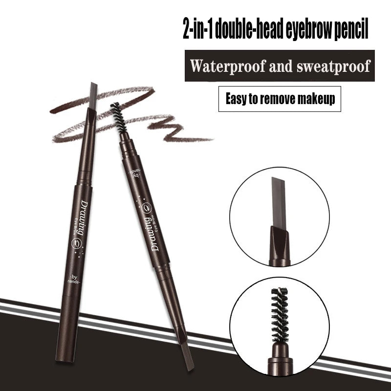 5 Colors Double Head Eyebrow Pencil Waterproof Long Lasting Sweat-proof Natural Wild Brows Shaping Drawing Easy Coloring Makeup