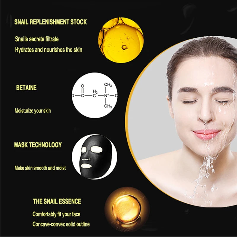 Snail Essence Net Facial Muscle Black Mask Moisturizing Exfoliating Skin Care Collagen Face Disposable Korean Cosmetics 1pc