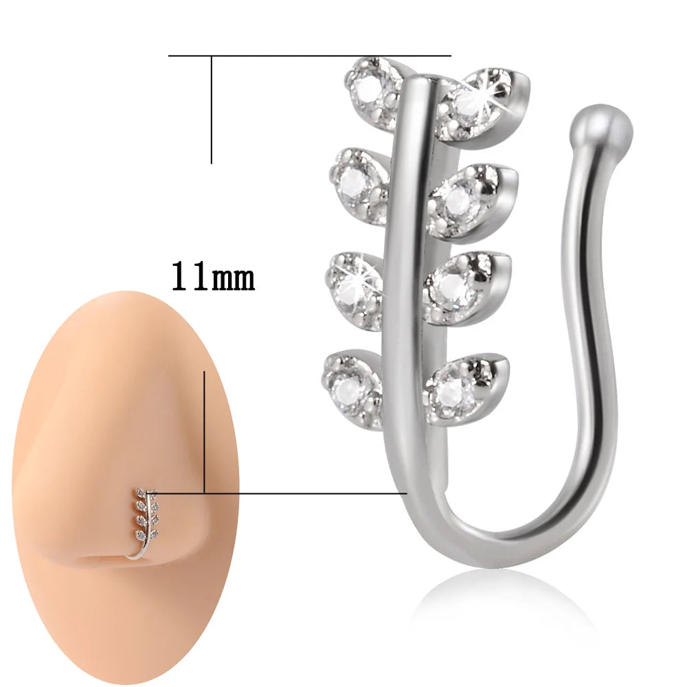 1PC 316L Surgical Steel Nose Ring Hoop C Shape Septum Rings Non Piercing Ear Clip Earring for Women Fake Piercing Jewelry