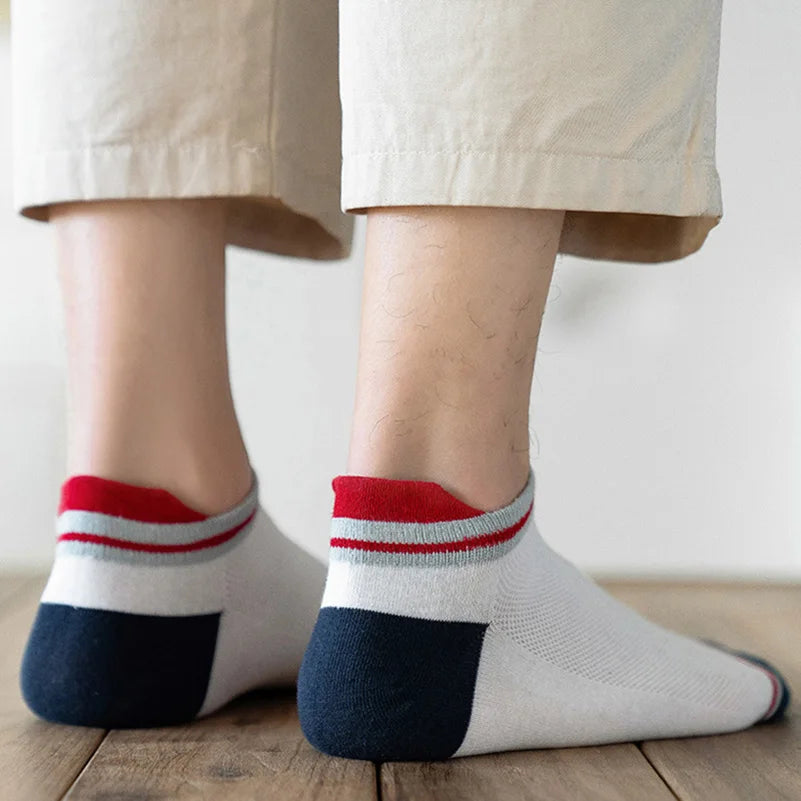 2 Pairs Mens Cotton Short Socks New Style Striped Sports Men Sock Soft Breathable Durable Spring Summer Male Ankle Socks for Boy