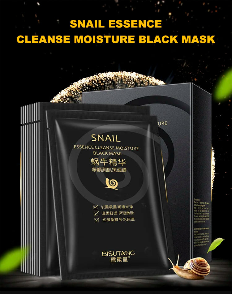 Snail Essence Net Facial Muscle Black Mask Moisturizing Exfoliating Skin Care Collagen Face Disposable Korean Cosmetics 1pc