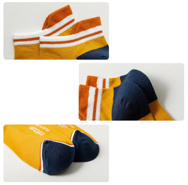 2 Pairs Mens Cotton Short Socks New Style Striped Sports Men Sock Soft Breathable Durable Spring Summer Male Ankle Socks for Boy