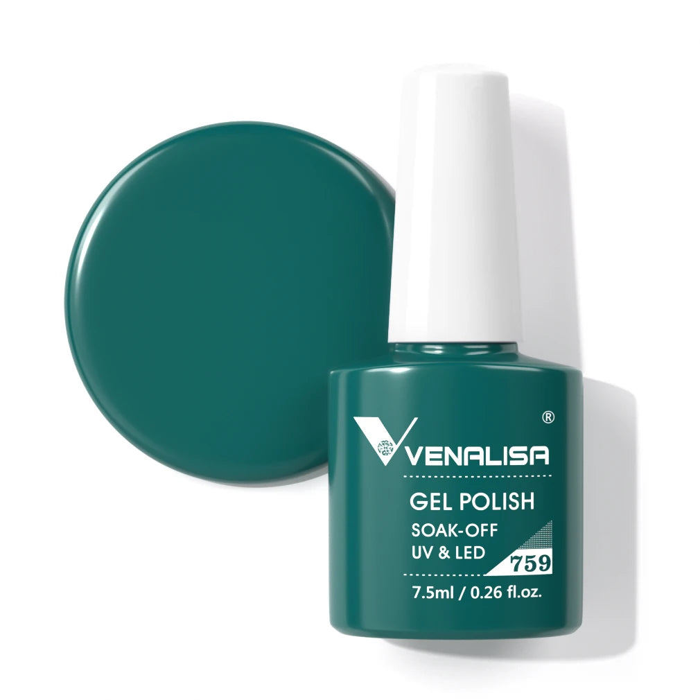 Venalisa Gel Nail Polish 7.5ml White Cap Glass Nail Gel Polish NoWipe Top Soak Off UV LED Nail Lacquer Glitter Color Gel