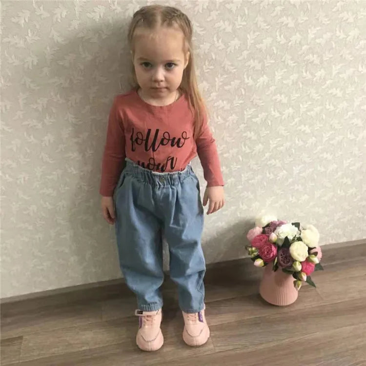 New Children's Girls Boys Jeans Casual High Waist Kids Pants Spring Autumn Baby Boy Girl Long Trousers Outwear Age For 9M-4Years