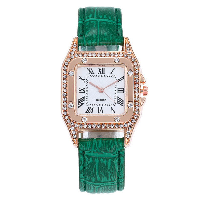 Square Women Watches Waterproof Luxury Rhinestone Quartz Wristwatch PU Leather Ladies Watch Female Ladies Watch Gift Wrist Watch