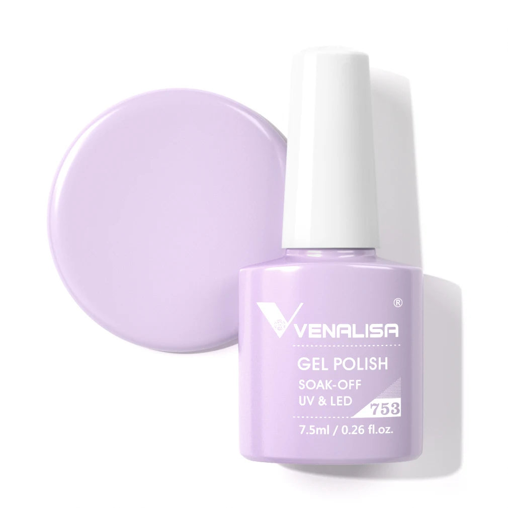 Venalisa Gel Nail Polish 7.5ml White Cap Glass Nail Gel Polish NoWipe Top Soak Off UV LED Nail Lacquer Glitter Color Gel