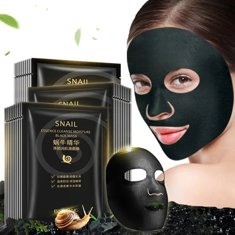 Snail Essence Net Facial Muscle Black Mask Moisturizing Exfoliating Skin Care Collagen Face Disposable Korean Cosmetics 1pc