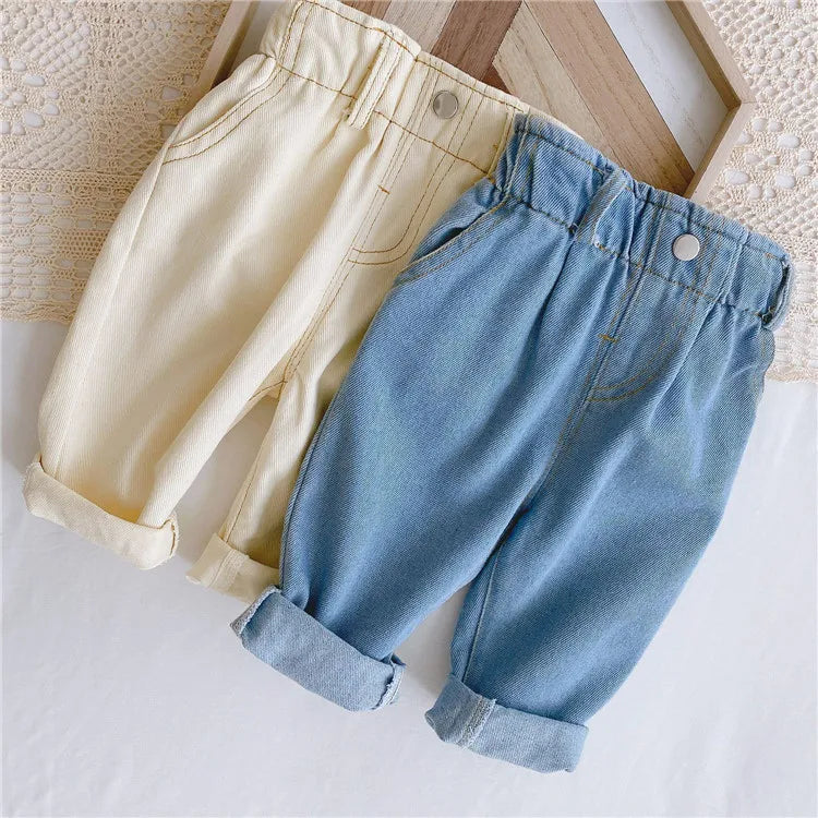 New Children's Girls Boys Jeans Casual High Waist Kids Pants Spring Autumn Baby Boy Girl Long Trousers Outwear Age For 9M-4Years