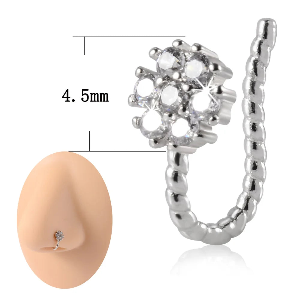 1PC 316L Surgical Steel Nose Ring Hoop C Shape Septum Rings Non Piercing Ear Clip Earring for Women Fake Piercing Jewelry