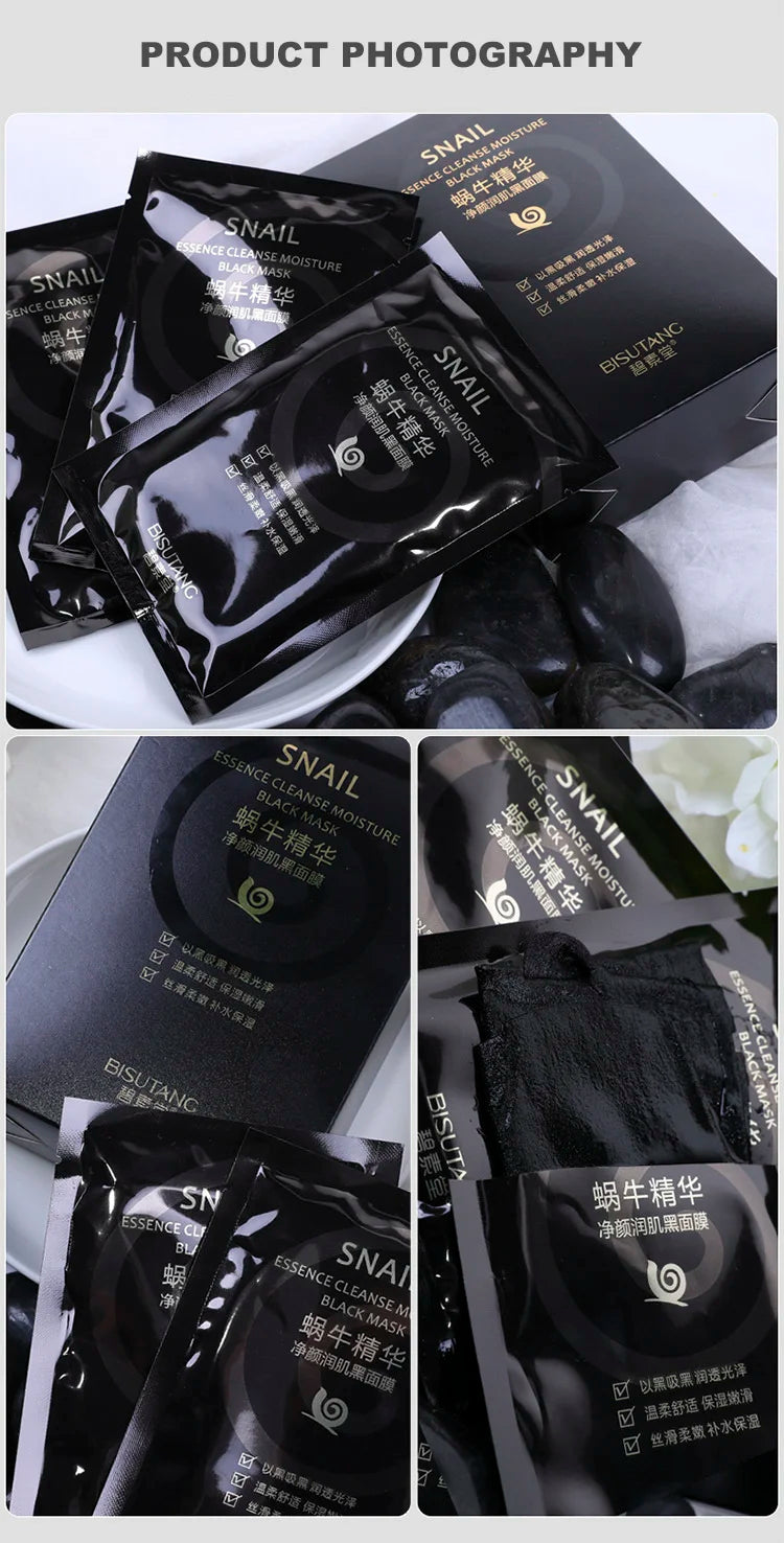 Snail Essence Net Facial Muscle Black Mask Moisturizing Exfoliating Skin Care Collagen Face Disposable Korean Cosmetics 1pc