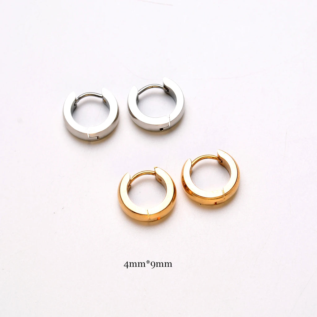 Minimalist Fat Thick Huggie Stainless Steel High Polish Gold Color Hoop Earrings Women Men Small Round Circle Piercing Ear Rings