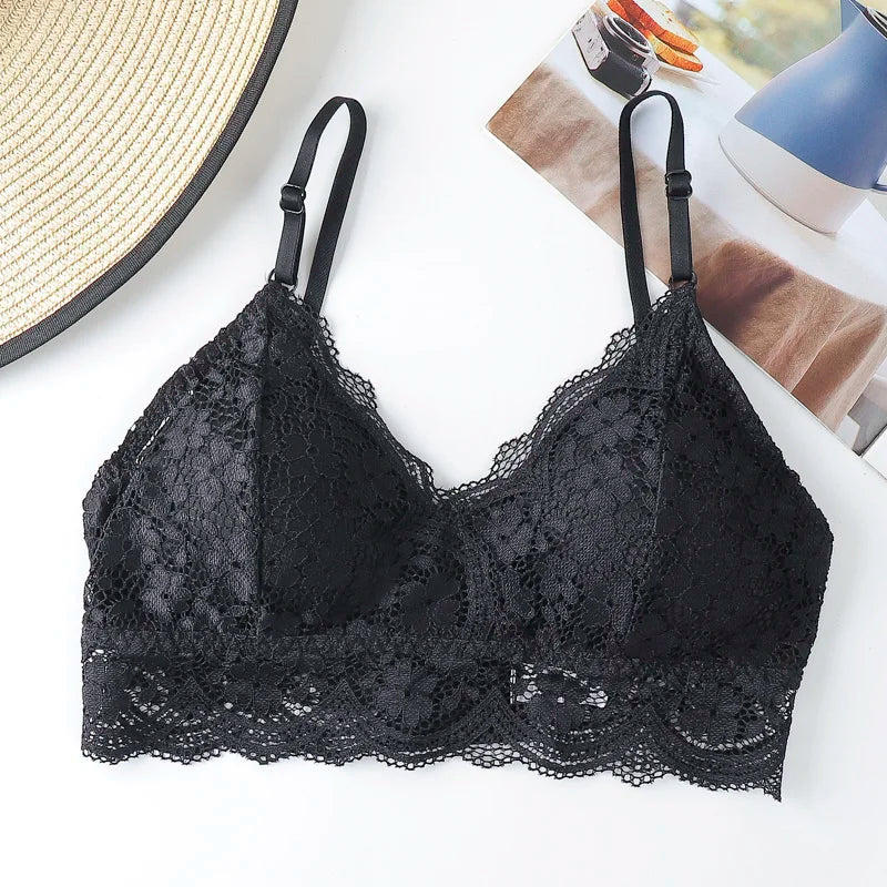 Floral Lace Bras for Women Beauty Back Underwear Female Wire Free Lace Bralette Push Up Bra Brassiere Sexy Lingerie