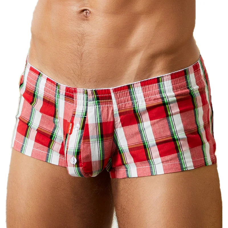 Men's Underwear Boxers Cotton Underpants High Quality Male Panties Boxer Shorts Plaid Point Comfortable Lounge Loose Underwears