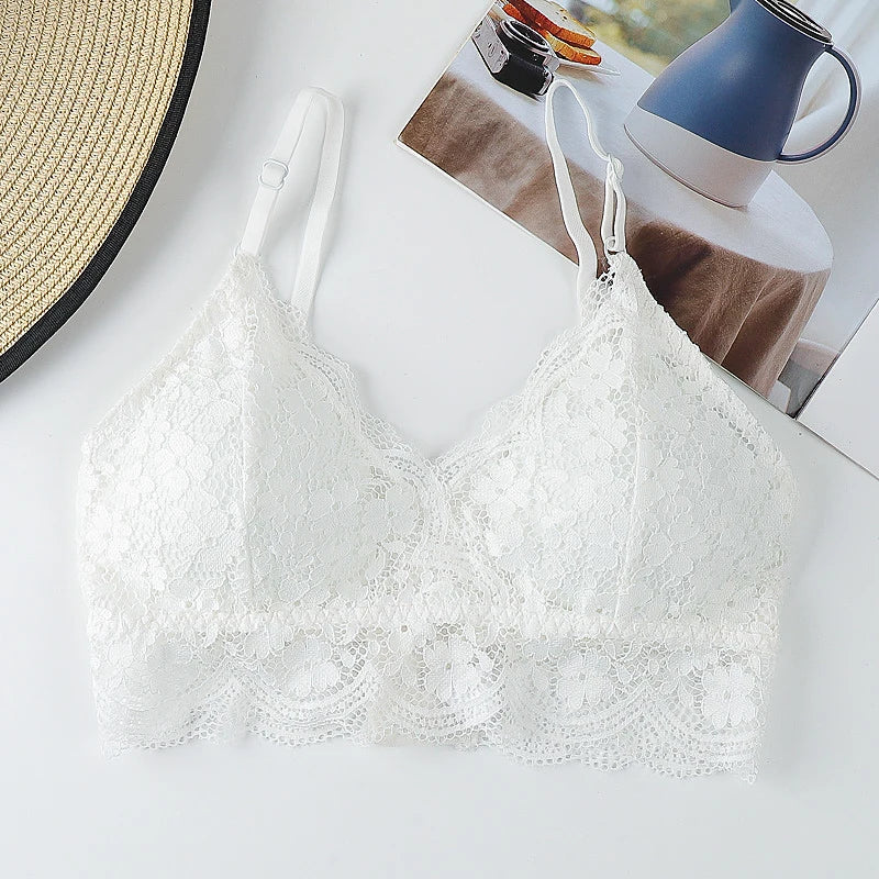 Floral Lace Bras for Women Beauty Back Underwear Female Wire Free Lace Bralette Push Up Bra Brassiere Sexy Lingerie