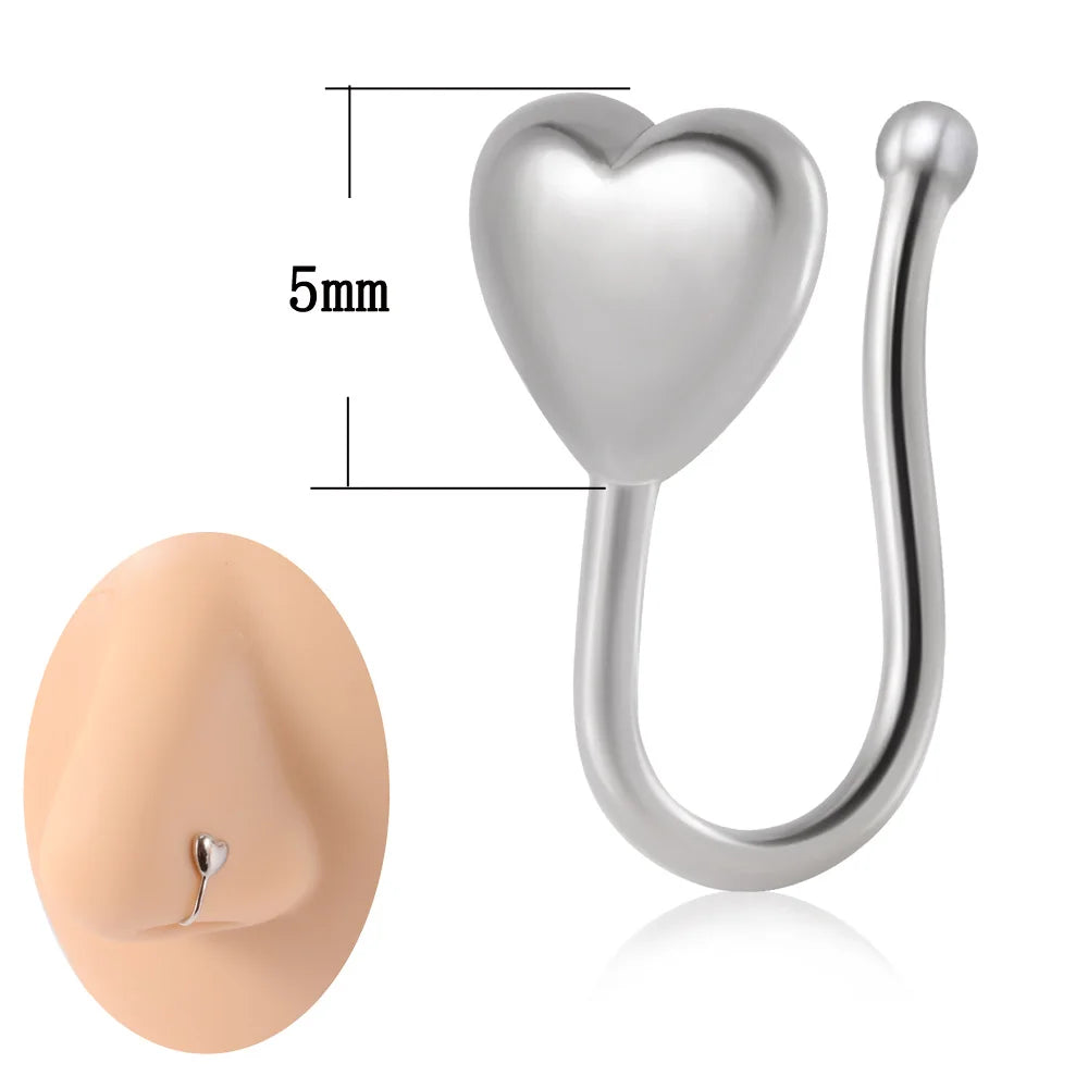 1PC 316L Surgical Steel Nose Ring Hoop C Shape Septum Rings Non Piercing Ear Clip Earring for Women Fake Piercing Jewelry