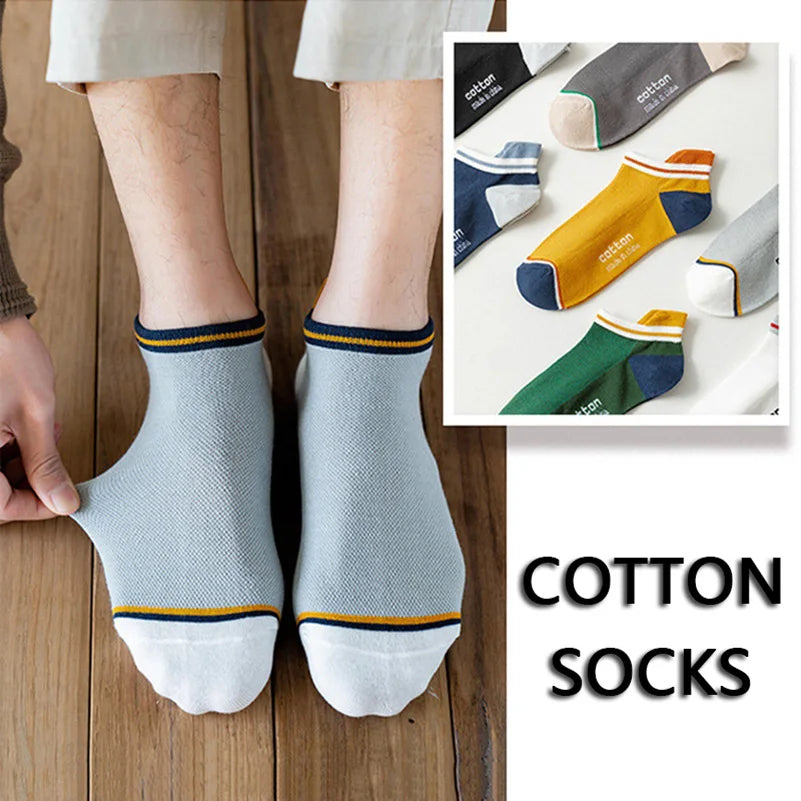 2 Pairs Mens Cotton Short Socks New Style Striped Sports Men Sock Soft Breathable Durable Spring Summer Male Ankle Socks for Boy