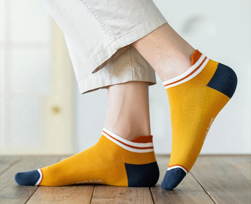 2 Pairs Mens Cotton Short Socks New Style Striped Sports Men Sock Soft Breathable Durable Spring Summer Male Ankle Socks for Boy