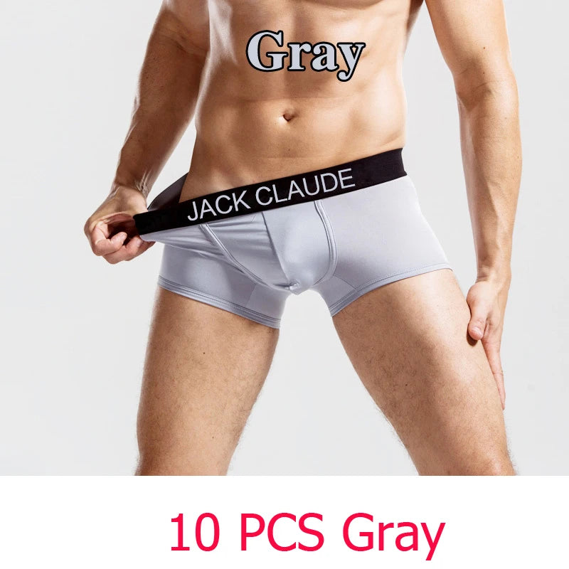 10 PCS Jack Claude Mens Underwear Boxers Brand Men Boxer Shorts Modal Sexy Cueca Boxer Men 10 pcs Underwear Male Underpants