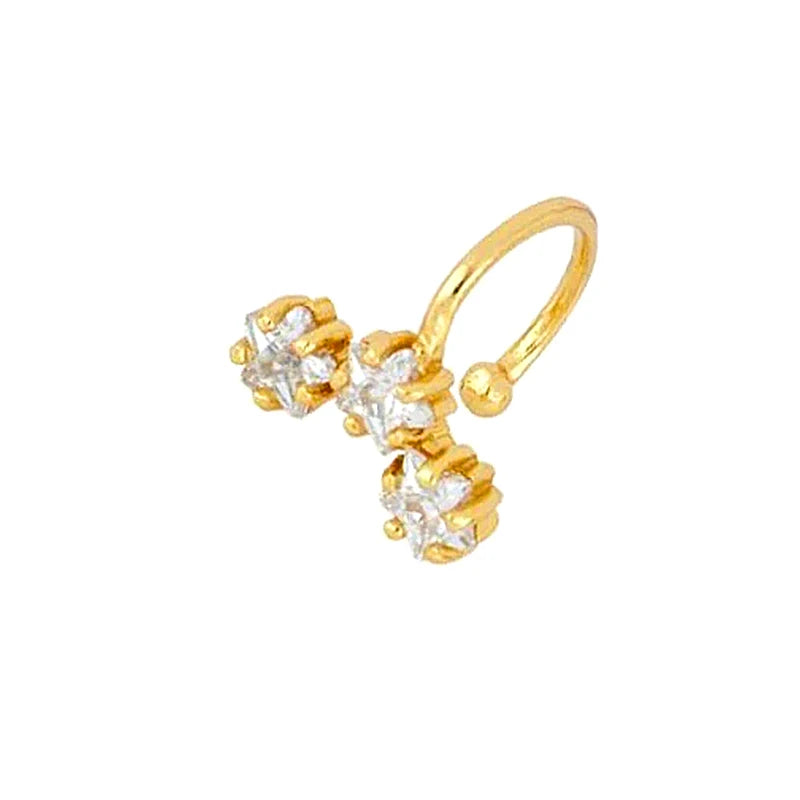 1PC  24k Gold Plated Stars flowers Clip Earring for Women Simple Crystal Ear Cuff Earrings Couples Appointment jewelry Gift