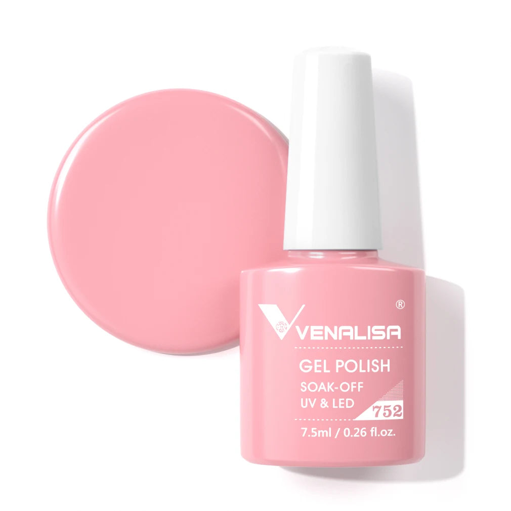 Venalisa Gel Nail Polish 7.5ml White Cap Glass Nail Gel Polish NoWipe Top Soak Off UV LED Nail Lacquer Glitter Color Gel