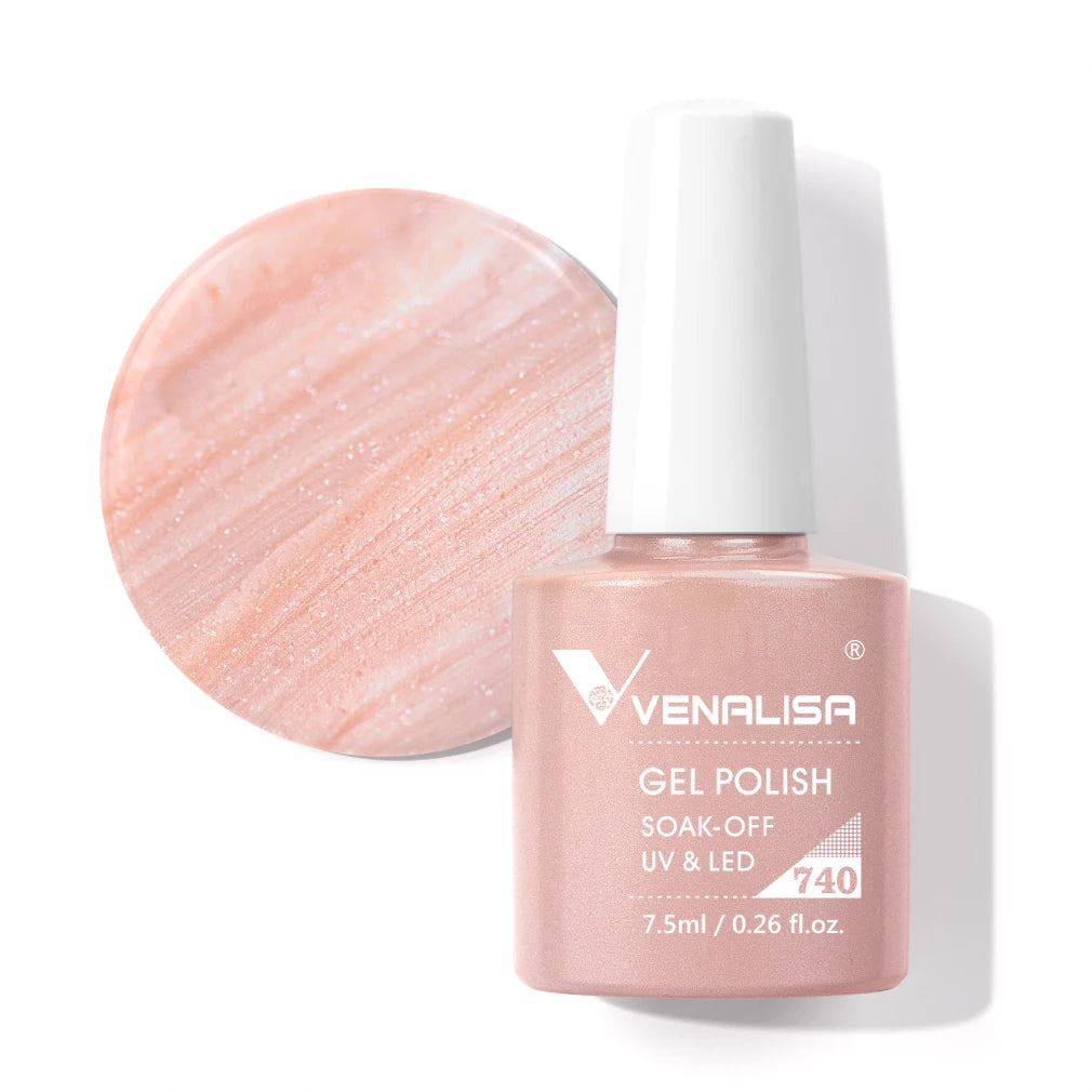 Venalisa Gel Nail Polish 7.5ml White Cap Glass Nail Gel Polish NoWipe Top Soak Off UV LED Nail Lacquer Glitter Color Gel