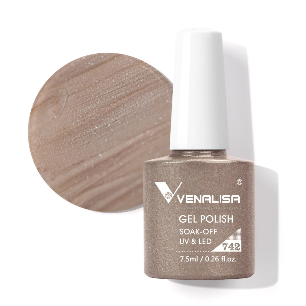 Venalisa Gel Nail Polish 7.5ml White Cap Glass Nail Gel Polish NoWipe Top Soak Off UV LED Nail Lacquer Glitter Color Gel