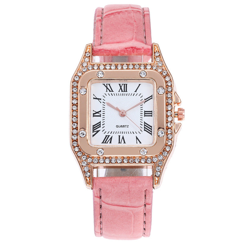 Square Women Watches Waterproof Luxury Rhinestone Quartz Wristwatch PU Leather Ladies Watch Female Ladies Watch Gift Wrist Watch
