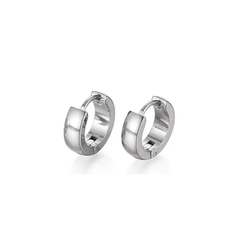 Minimalist Fat Thick Huggie Stainless Steel High Polish Gold Color Hoop Earrings Women Men Small Round Circle Piercing Ear Rings