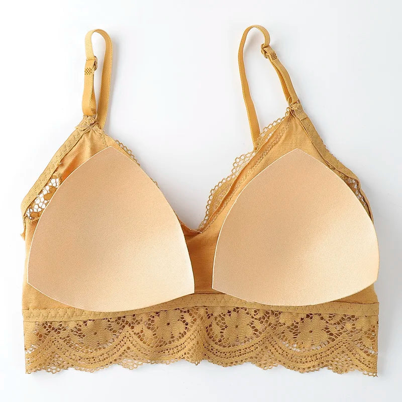 Floral Lace Bras for Women Beauty Back Underwear Female Wire Free Lace Bralette Push Up Bra Brassiere Sexy Lingerie