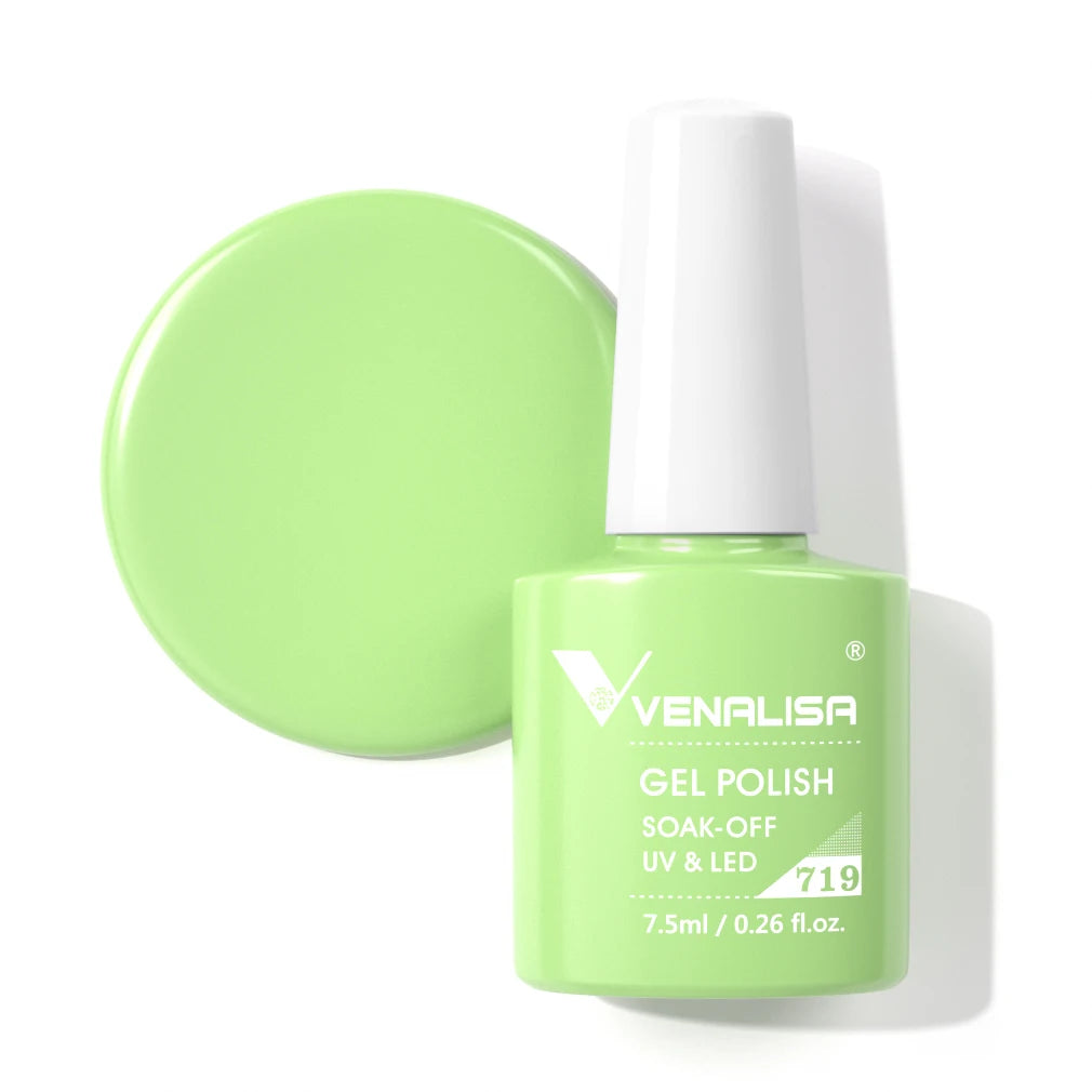 Venalisa Gel Nail Polish 7.5ml White Cap Glass Nail Gel Polish NoWipe Top Soak Off UV LED Nail Lacquer Glitter Color Gel