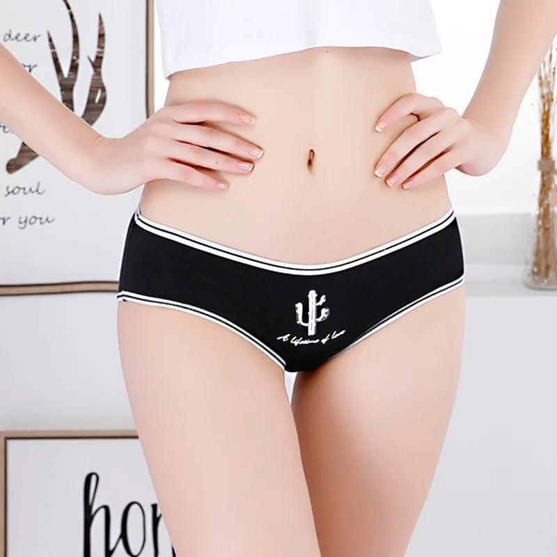 7PCS/Lot Women's Underwear Cute Cotton Panties Seamless Sexy Briefs For Girl Ladies Lingerie Cartoon Pantys Print Underpants