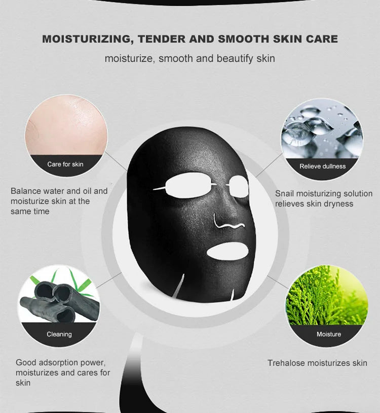 Snail Essence Net Facial Muscle Black Mask Moisturizing Exfoliating Skin Care Collagen Face Disposable Korean Cosmetics 1pc