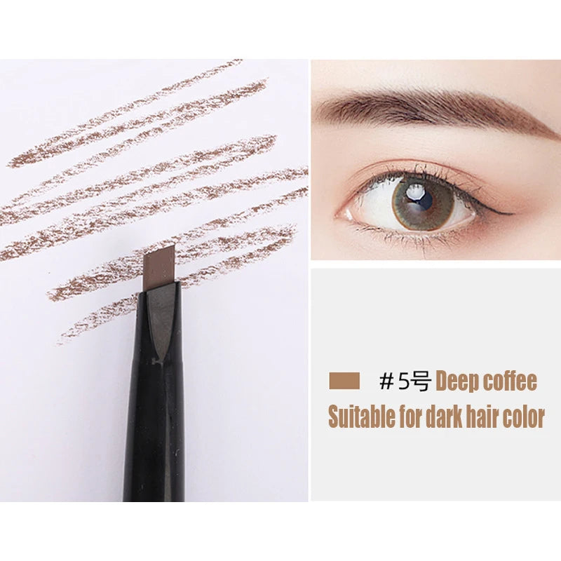 5 Colors Double Head Eyebrow Pencil Waterproof Long Lasting Sweat-proof Natural Wild Brows Shaping Drawing Easy Coloring Makeup