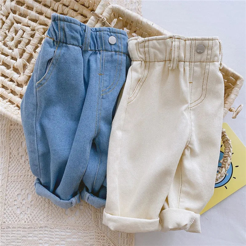 New Children's Girls Boys Jeans Casual High Waist Kids Pants Spring Autumn Baby Boy Girl Long Trousers Outwear Age For 9M-4Years