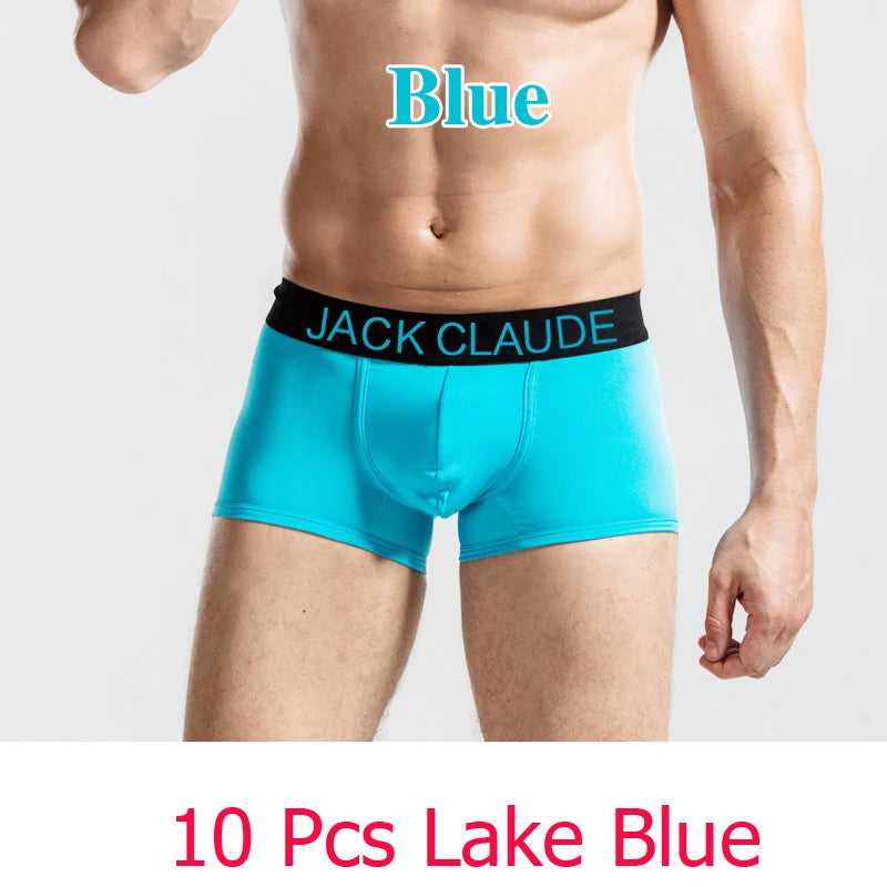 10 PCS Jack Claude Mens Underwear Boxers Brand Men Boxer Shorts Modal Sexy Cueca Boxer Men 10 pcs Underwear Male Underpants