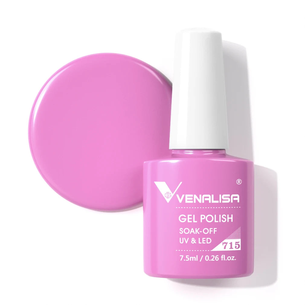 Venalisa Gel Nail Polish 7.5ml White Cap Glass Nail Gel Polish NoWipe Top Soak Off UV LED Nail Lacquer Glitter Color Gel