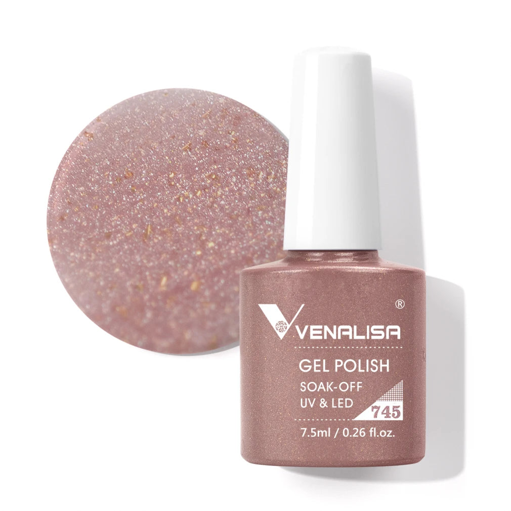 Venalisa Gel Nail Polish 7.5ml White Cap Glass Nail Gel Polish NoWipe Top Soak Off UV LED Nail Lacquer Glitter Color Gel