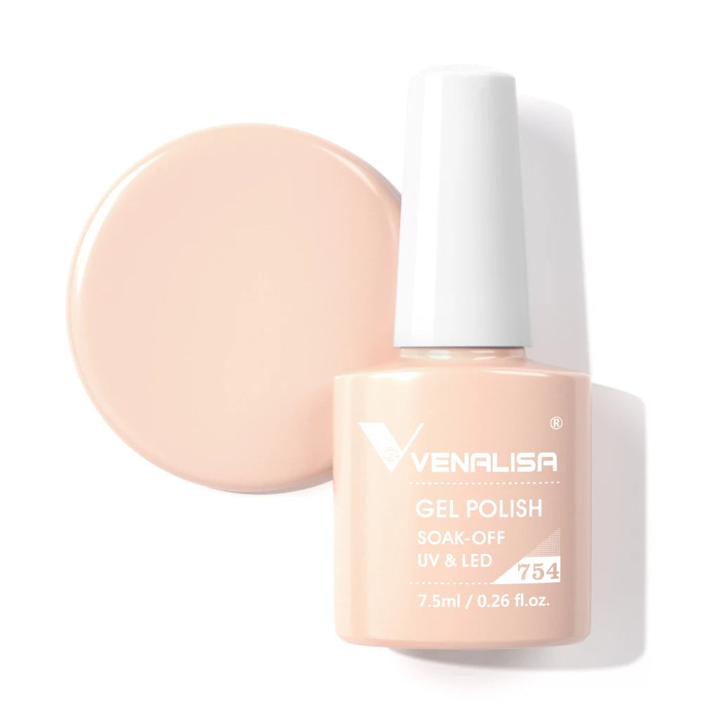 Venalisa Gel Nail Polish 7.5ml White Cap Glass Nail Gel Polish NoWipe Top Soak Off UV LED Nail Lacquer Glitter Color Gel