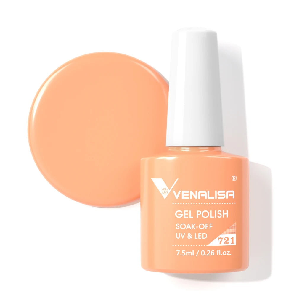 Venalisa Gel Nail Polish 7.5ml White Cap Glass Nail Gel Polish NoWipe Top Soak Off UV LED Nail Lacquer Glitter Color Gel