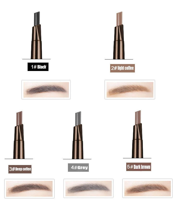 5 Colors Double Head Eyebrow Pencil Waterproof Long Lasting Sweat-proof Natural Wild Brows Shaping Drawing Easy Coloring Makeup