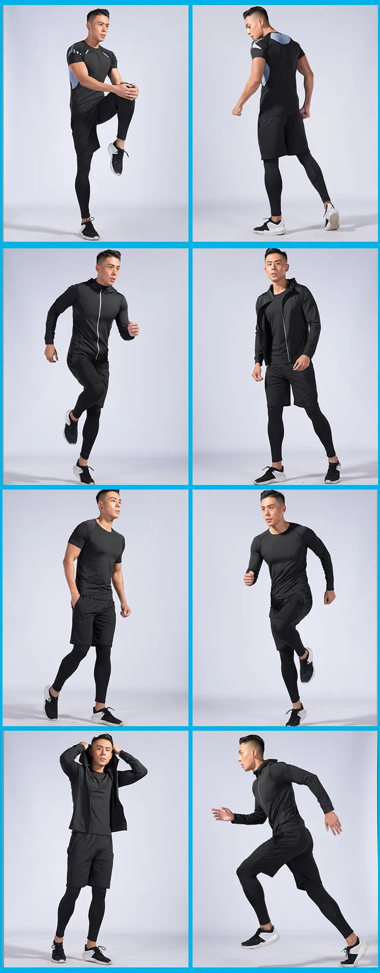 Rashguard Men Compression Sportswear Set Gym Running Sport Clothes Jogging Tights Tracksuit Fitness T-Shirt Windbreaker Leggings