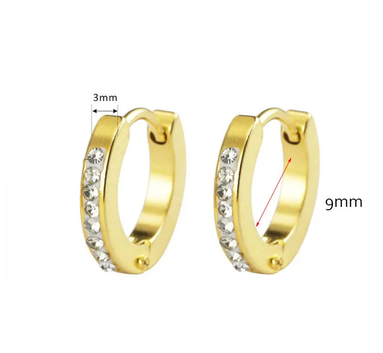 Minimalist Fat Thick Huggie Stainless Steel High Polish Gold Color Hoop Earrings Women Men Small Round Circle Piercing Ear Rings