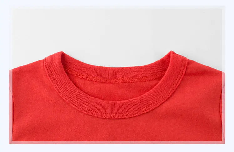 2024 Summer Girls Boys Solid T-Shirts Clothes 100% Pure Cotton Short Sleeve Yellow Red Green Kids UnderShirt Bottomming Clothing