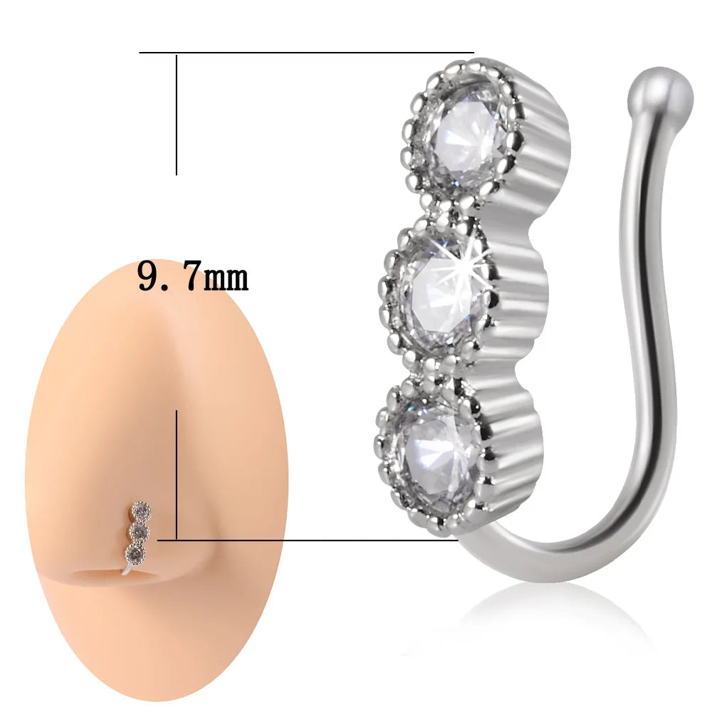 1PC 316L Surgical Steel Nose Ring Hoop C Shape Septum Rings Non Piercing Ear Clip Earring for Women Fake Piercing Jewelry