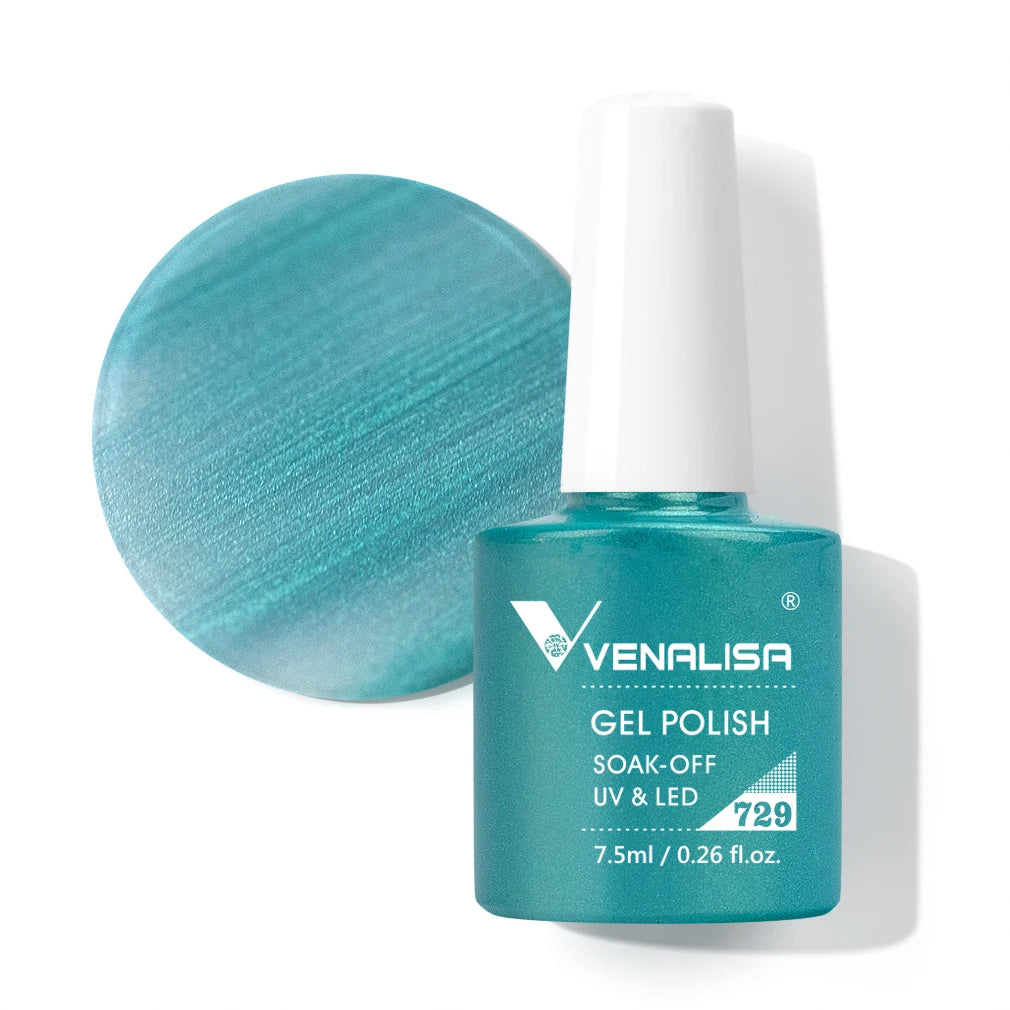 Venalisa Gel Nail Polish 7.5ml White Cap Glass Nail Gel Polish NoWipe Top Soak Off UV LED Nail Lacquer Glitter Color Gel